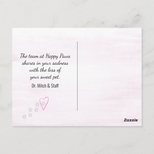 Carte Postale Chat en chiffon Sympathie pour l'animal de compagn (Dos)