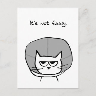 Carte Postale Chat en colère et le cône de la honte