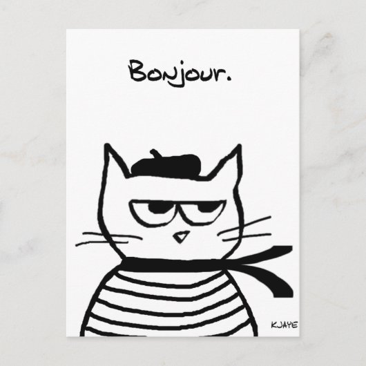 Carte Postale Chat en colère tellement français (Devant)