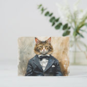 Carte Postale Chat en costume (Debout devant)
