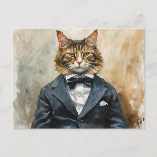 Carte Postale Chat en costume (Devant)