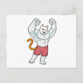 Carte Postale Chat en culturiste avec de gros muscles (Devant)