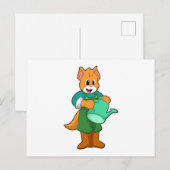 Carte Postale Chat en fermier avec arrosoir (Devant / Derrière)