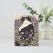 Carte Postale Chat en fleurs (Debout devant)