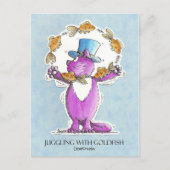Carte Postale Chat en jonglerie avec Goldfish fermer trim 22 2 2 (Devant)