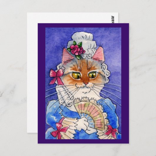 Carte Postale Chat en Reine Marie Antoinette (Devant / Derrière)