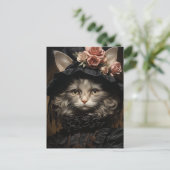 Carte Postale Chat en robe noire (Debout devant)