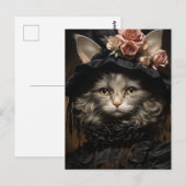 Carte Postale Chat en robe noire (Devant / Derrière)