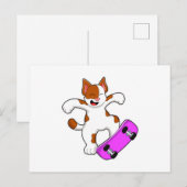 Carte Postale Chat en skate avec skateboard (Devant / Derrière)