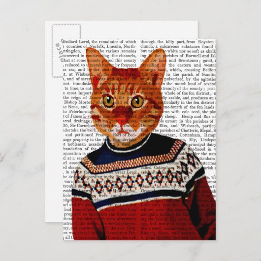 Carte Postale Chat en Sweat de ski 2 (Devant / Derrière)