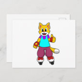 Carte Postale Chat en tant que Patinage avec Patins en ligne (Devant / Derrière)