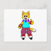 Carte Postale Chat en tant que Patinage avec Patins en ligne (Devant)