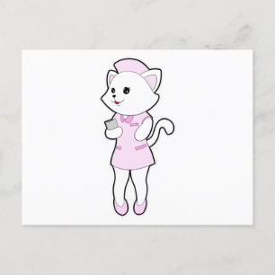 Carte Postale Chat en tant qu'infirmière avec Bloc-notes