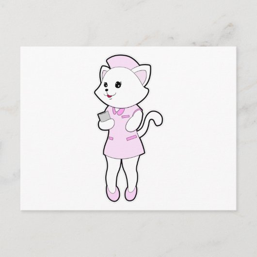 Carte Postale Chat en tant qu'infirmière avec Bloc-notes (Devant)