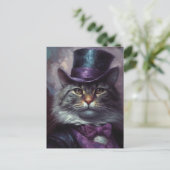 Carte Postale Chat en tophat et costume élégant (Debout devant)