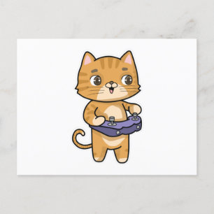 Carte Postale Chat en train de jouer avec manette