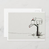 Carte Postale Chat endormi en attente de courrier (Devant / Derrière)