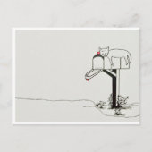 Carte Postale Chat endormi en attente de courrier (Devant)