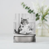 Carte Postale Chat est assis sur la Toilette, chat lire une nouv (Debout devant)