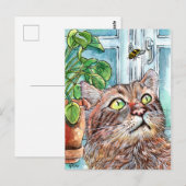 Carte Postale Chat et abeille (Devant / Derrière)