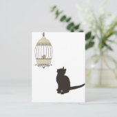 Carte Postale Chat et cage à oiseaux (Debout devant)