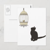 Carte Postale Chat et cage à oiseaux (Devant / Derrière)