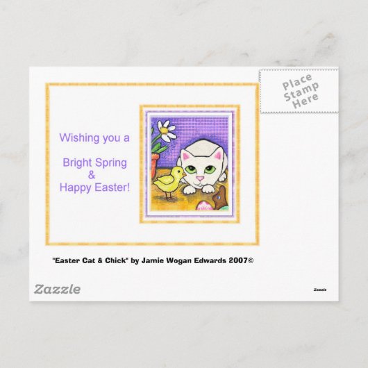 Carte postale Chat et Chat de Pâques (Dos)
