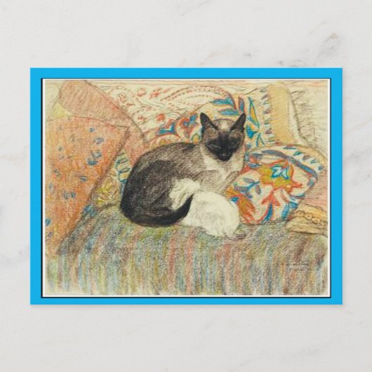 Carte Postale Chat et chaton siamois, Art de Steinlen, Art (Devant)