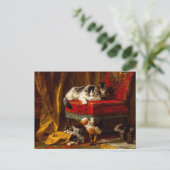 Carte Postale Chat et chatons Jouer avec chaise (Debout devant)