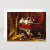 Carte Postale Chat et chatons Jouer avec chaise (Devant / Derrière)