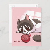 Carte Postale Chat et fils adorables (Devant / Derrière)