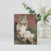 Carte Postale Chat et fleurs (Debout devant)