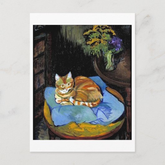 Carte Postale Chat et fleurs en Vase, Suzanne Valadon (Devant)