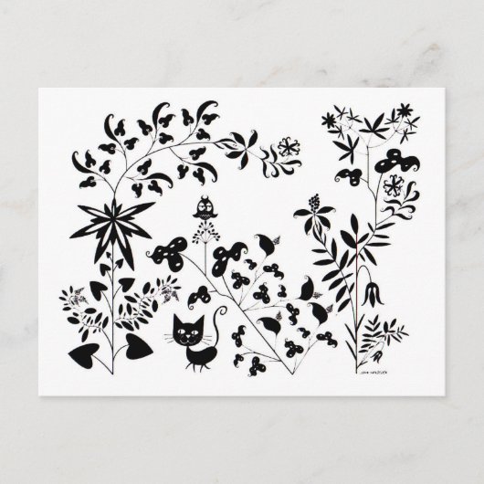 Carte Postale Chat et hibou (Devant)