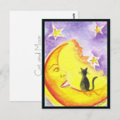 Carte Postale Chat et Lune (Devant / Derrière)