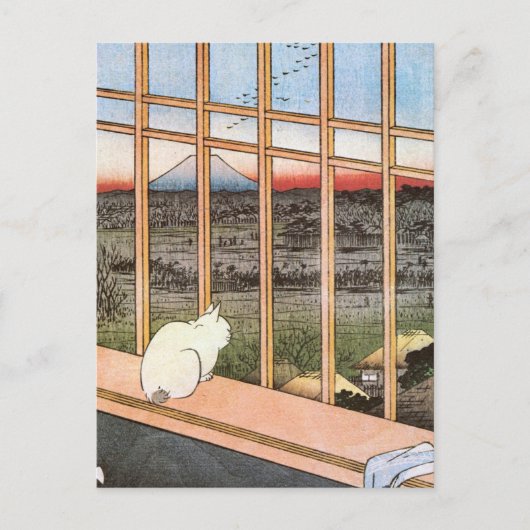 Carte Postale Chat et Mont Fuji, Hiroshige (Devant)