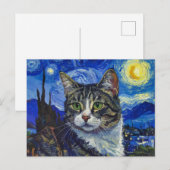 Carte Postale Chat et nuit étoilée (Devant / Derrière)