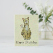 Carte Postale chat et oiseau (Debout devant)