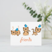 Carte Postale Chat et oiseau - amis (Debout devant)
