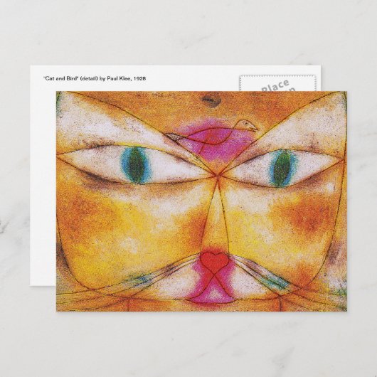 Carte Postale Chat et oiseau par Paul Klee (Devant / Derrière)