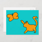 Carte postale chat et papillon mignonne (Devant / Derrière)