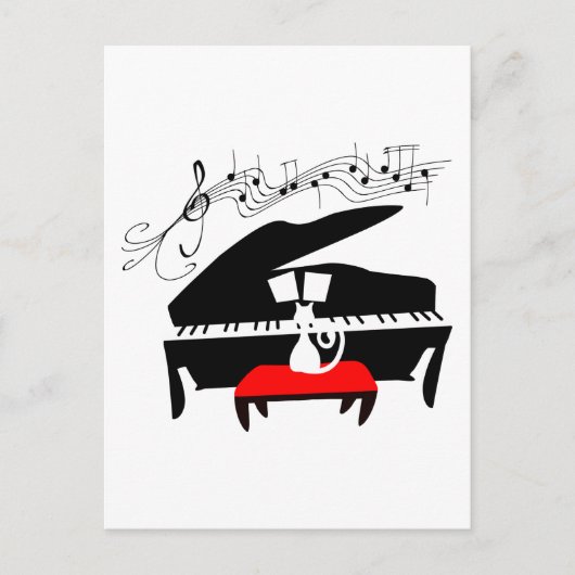 Carte Postale Chat et piano (Devant)