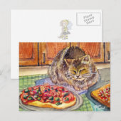Carte Postale Chat et pizza (Devant / Derrière)