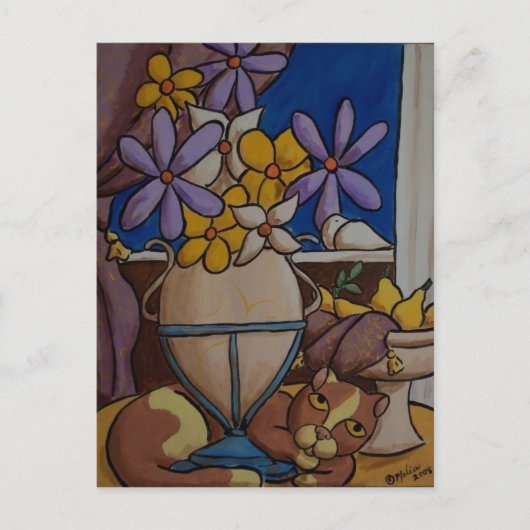 Carte Postale Chat et poires (Devant)