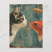 Carte Postale Chat et poisson (Devant)