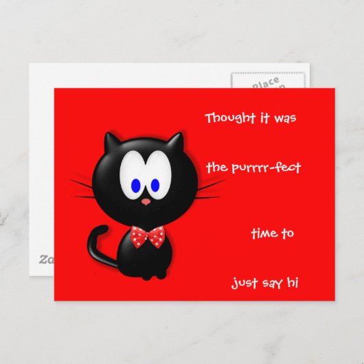 Carte Postale Chat et salutation (Devant / Derrière)