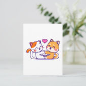 Carte Postale Chat et Shiba Inu (Debout devant)