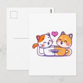 Carte Postale Chat et Shiba Inu (Devant / Derrière)