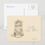 Carte Postale Chat et souris (Devant / Derrière)
