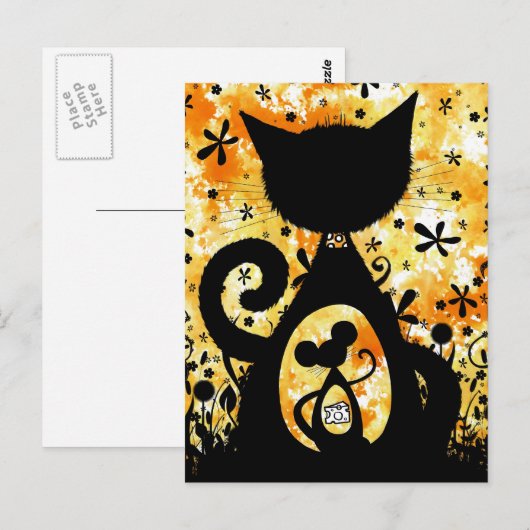 Carte Postale chat et souris (Devant / Derrière)